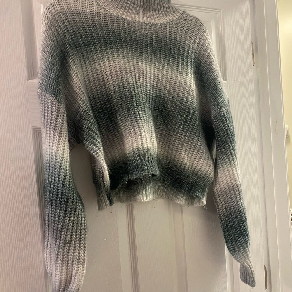 Vigoss Ombre Black and White Turtleneck Sweater